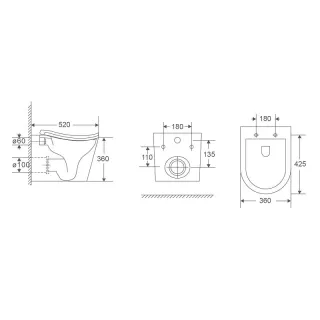 Унитаз подвесной DQ Tornado München DT1567516 белый